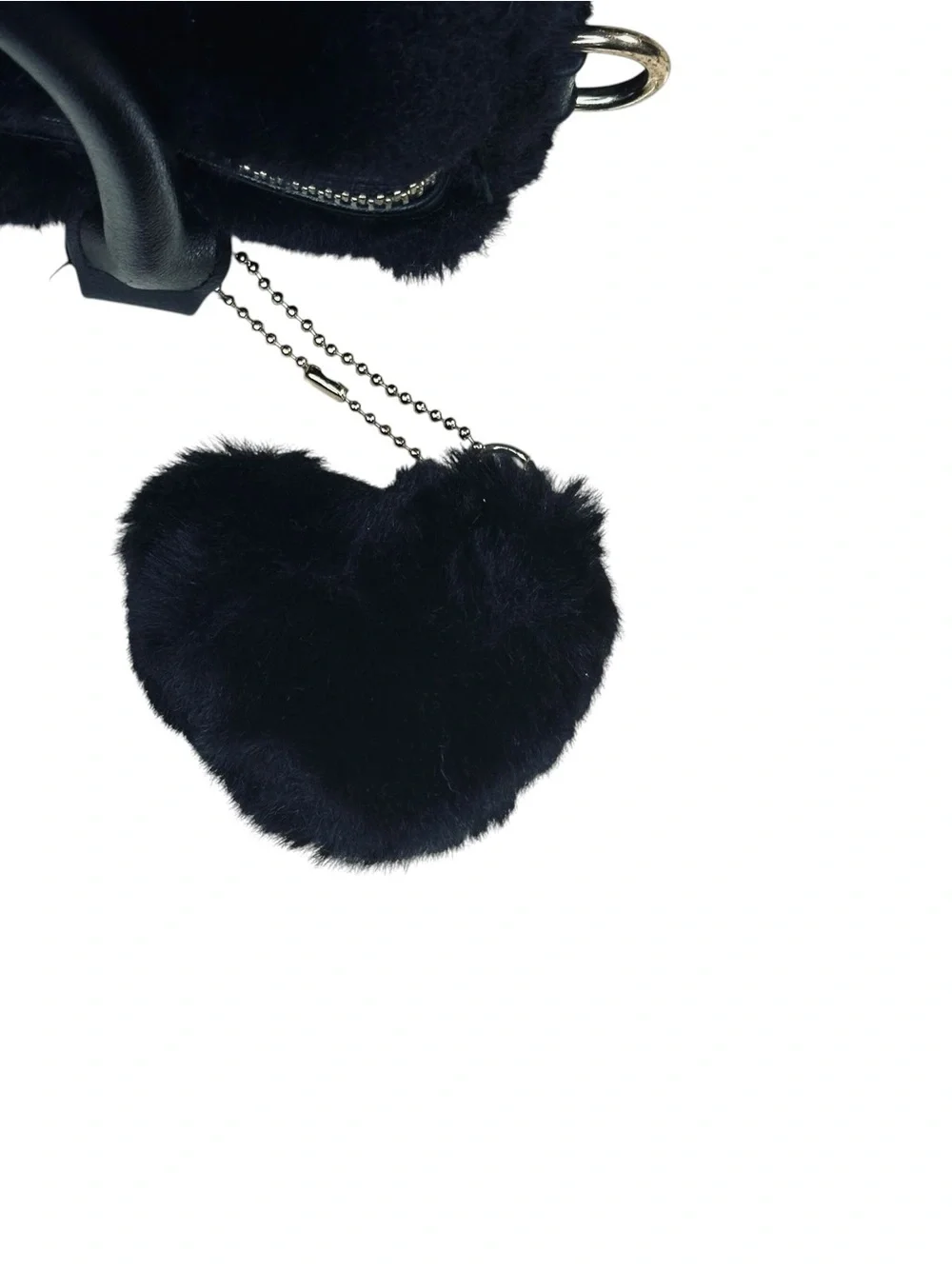 Juicy Couture Let's Get Cozy Black Faux Fur Satchel Purse Heart Logo No Flaws